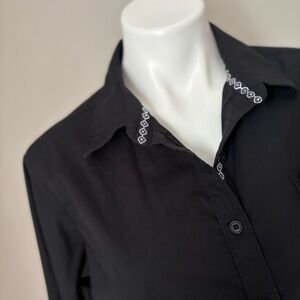 Ariat Kirby Stretch Black Western Fitted Embroidered Cowgirl Shirt Women XL